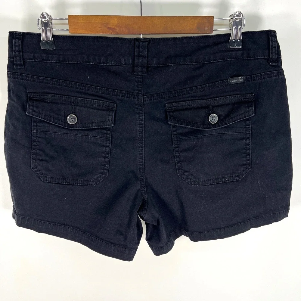 Unionbay Y2K Black‎ Size 13 Stretch Cotton Chunky Stitch Mini Shorts Mid Rise